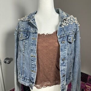Denim Jean Jacket with Studded Detail